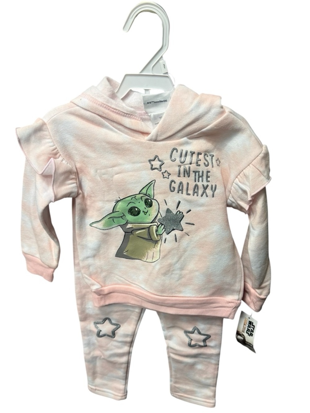 Star Wars Baby Yoda "Cutest in the Galaxy" Pink Hoodie & Pants Set Size 3T